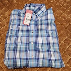 Southern Marsh Multicolor Plaid Button Down Long Sleeve Blue White Orange Nwt M